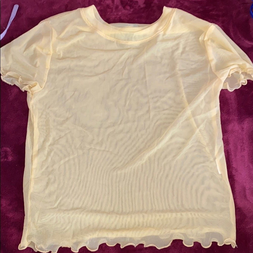 Sheer yellow crop top. Size S. Forever 21.